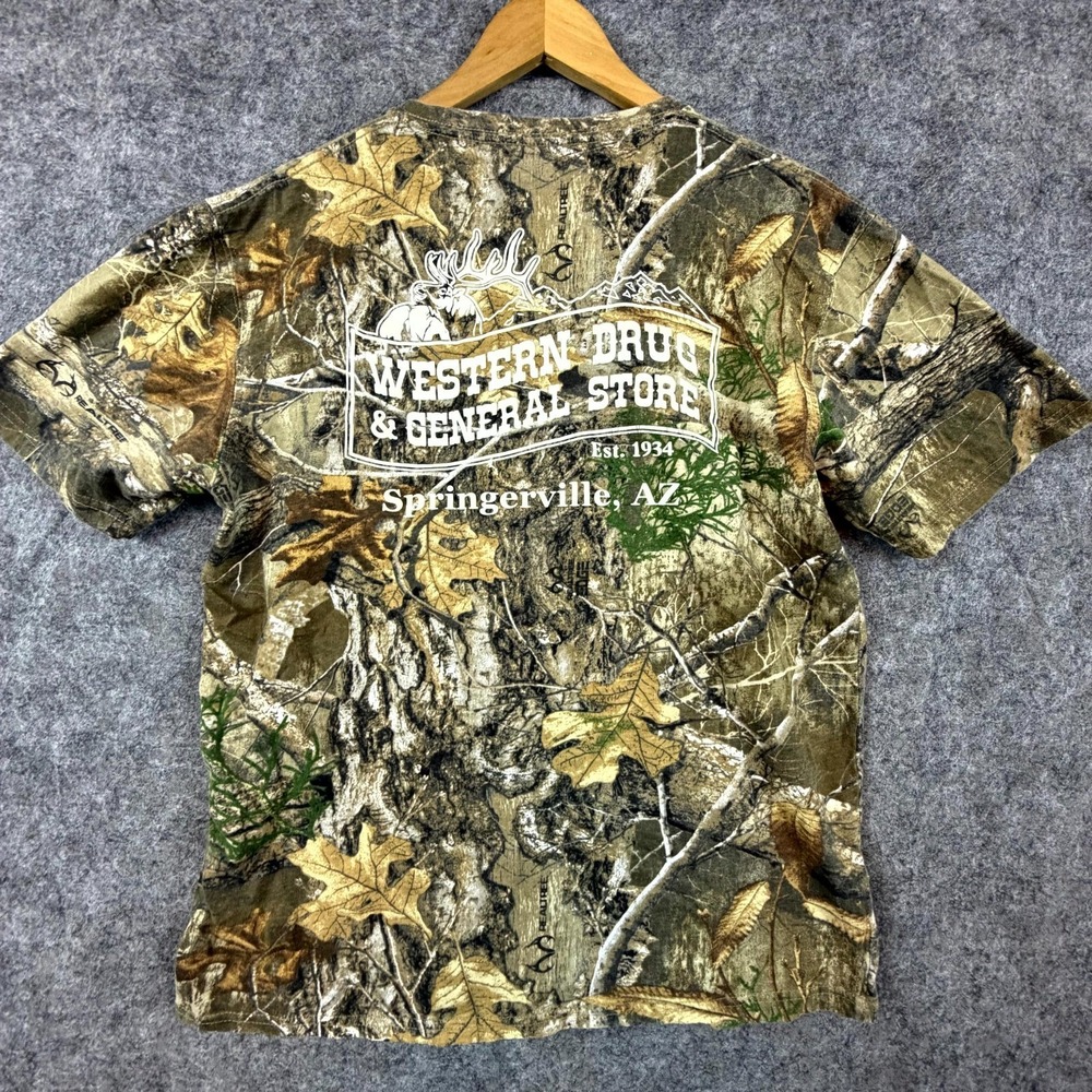 Russell Outdoors T-Shirt Mens M Green Realtree Edge‎ Camo Weekend Western Drug